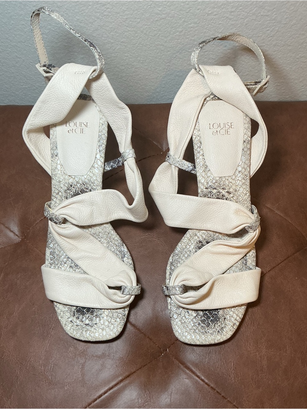 Women’s Cream Twist-Strap Heeled Sandals